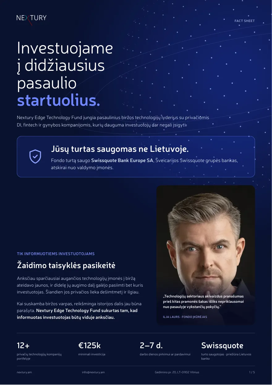 Nextury Edge Technology Fund apžvalga – pirmasis puslapis
